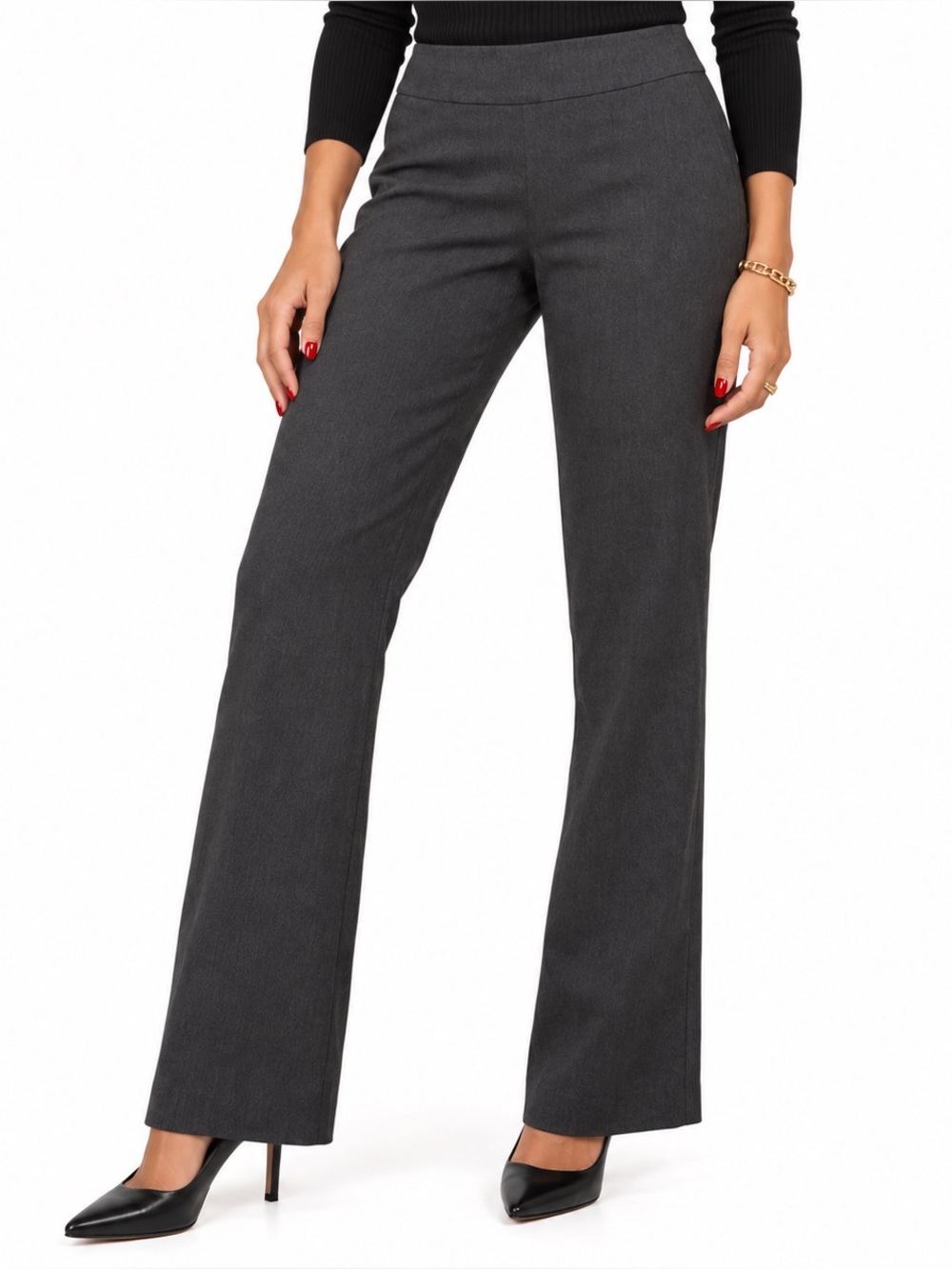 Nanette Lepore Charcoal Gray Pull-On Bootcut Pants w/ Stretch Size S Workwear